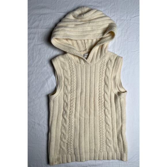 Vintage Banana Republic Hood Vest 100% Lambwool Medium Heavy Cable Knit Sweater - Picture 1 of 7